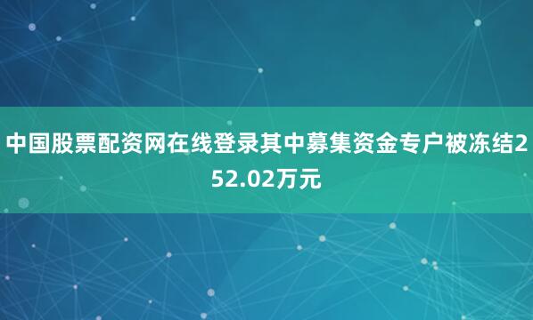 中国股票配资网在线登录其中募集资金专户被冻结252.02万元
